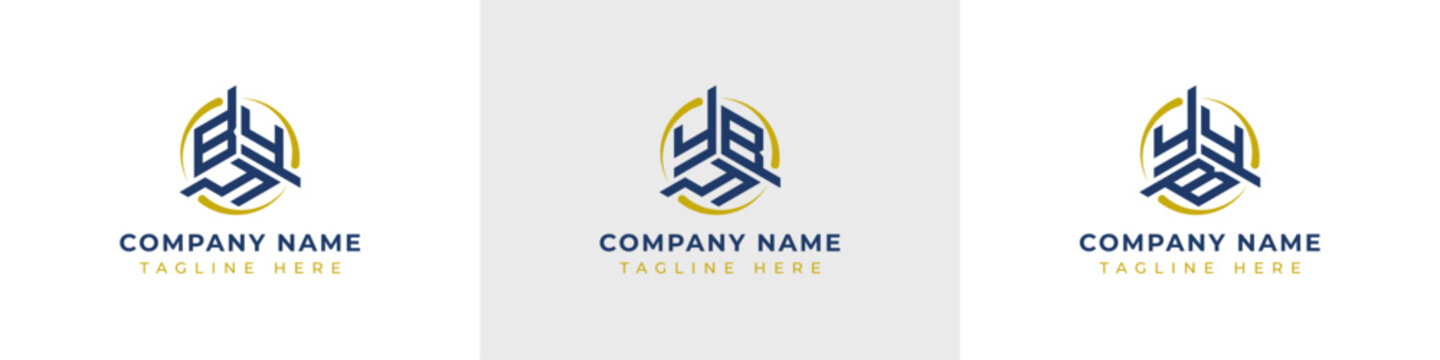 Letters BYY, YBY, YYB Monogram Logo Set, suitable for any business with BYY, YBY, YYB initials