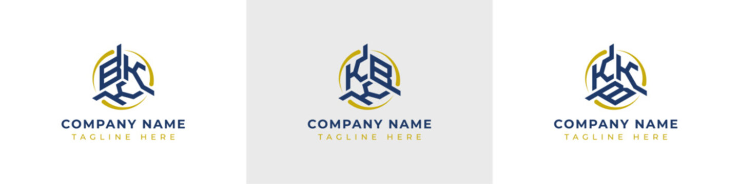 Letters BKK, KBK, KKB Monogram Logo Set, suitable for any business with BKK, KBK, KKB initials