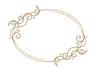 Vector horizontal oval frame with ivy leaves decoration