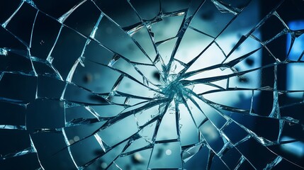 Broken mirror shattered in many pieces