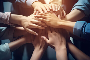 Group of Hands Joined Together. Unity in Company, Teamwork, Partnership, Charity, Leadership, Agreement, Friendship