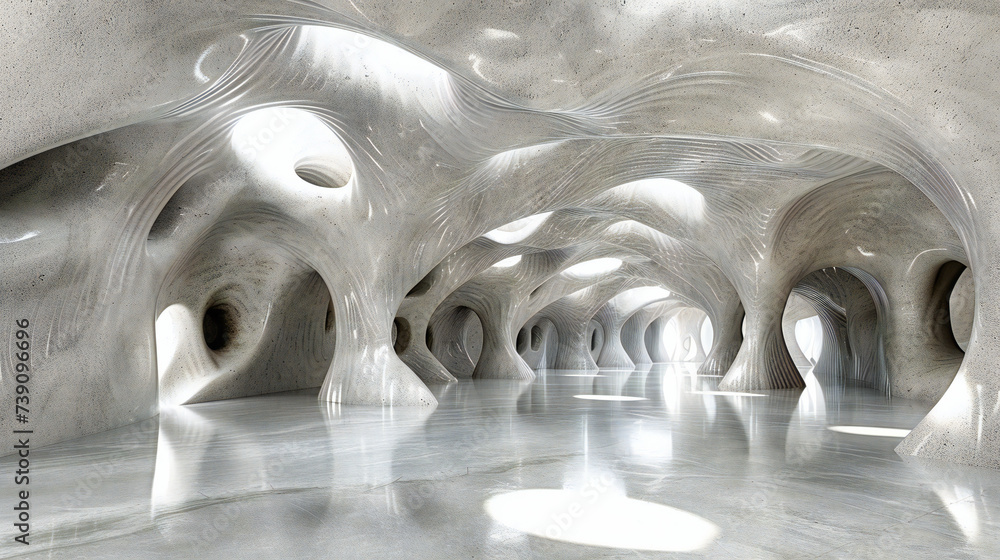 Poster nordic echoes: a path through time and space, where architecture and nature blend in a dance of ligh