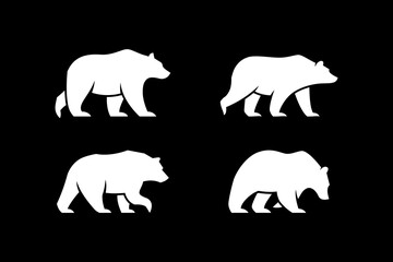 set of bear logo vector illustration. grizzly bear silhouette