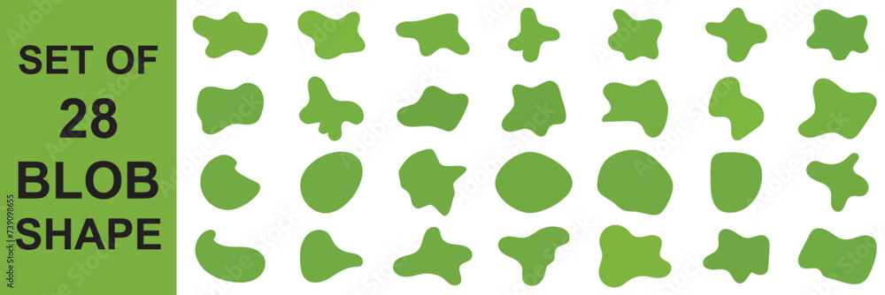 Poster organic amoeba blob shape abstract green color with line vector illustration isolated on transparent