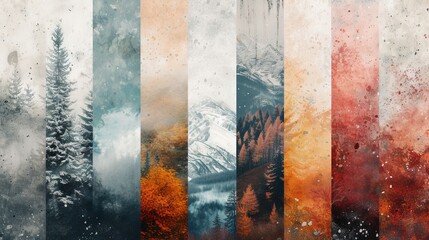 Landscape range with different colors of snow and mountains