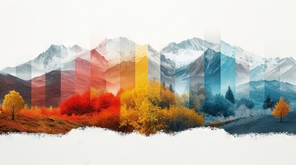 Landscape range with different colors of snow and mountains - obrazy, fototapety, plakaty