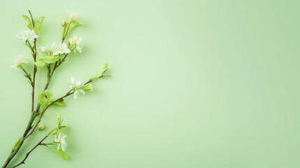 Light green color background with blank space for spring-themed text.
