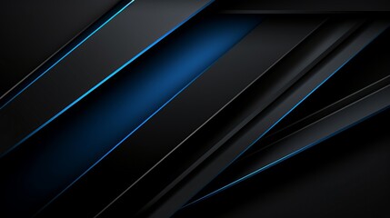 Modern black blue abstract background. Minimal. Color gradient. Dark. Web banner. Geometric shape. 3d effect. Lines stripes triangles. Design. Futuristic. Cut paper or metal effect. Luxury. Premium