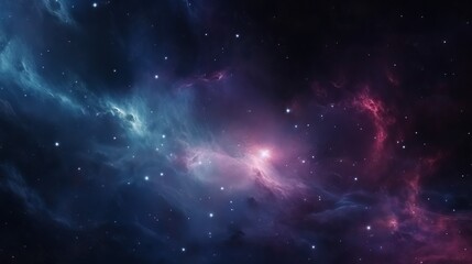 Nebula and stars in deep space, glowing mysterious universe.