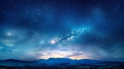 Panorama view universe space shot of milky way galaxy with stars on a night sky background.The Milky Way is the galaxy that contains our Solar System