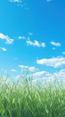 Fototapeta premium Beautiful green meadow and blue sky with clouds.