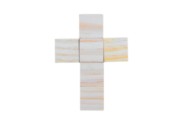 Arrange the wooden blocks to form a cross of Jesus Christ. Isolated on white background. PNG