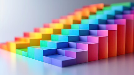 colorful rainbow bar cube in a stair shape or graph.