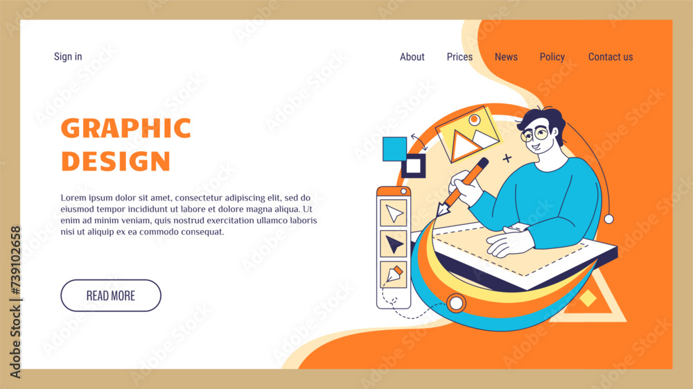 Fototapete social media. blog creation landing page. graphic design technology. creative blogger. website templ