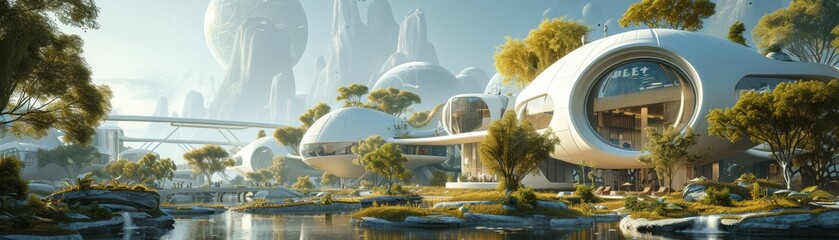 A futuristic corporate campus designed for zero carbon footprint, showcasing electric vehicle charging stations, green spaces for relaxation and brainstorming, and buildings constructed