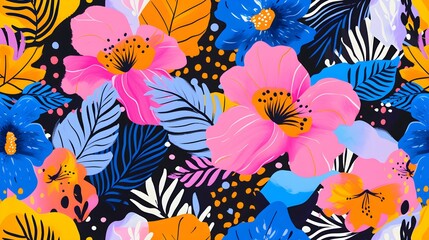 Bright floral abstract print. Artistic seamless pattern. Fashionable template for design