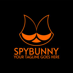 spy bunny logo template, rabbit wearing glasses logo template