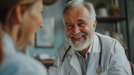 Fototapeta premium Senior doctor talking to patient, diagnose.