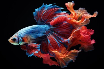 Fototapeta premium A vibrant betta fish on a black background