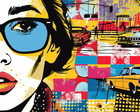 Pop art inspired imagery iconic scenes vibrant colors