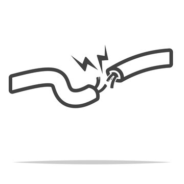 Broken cable wire cut icon transparent vector isolated
