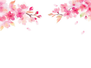 水彩の枝に咲く桜のフレーム