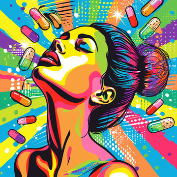 Health and wellness vibrant pop art lifestyle images