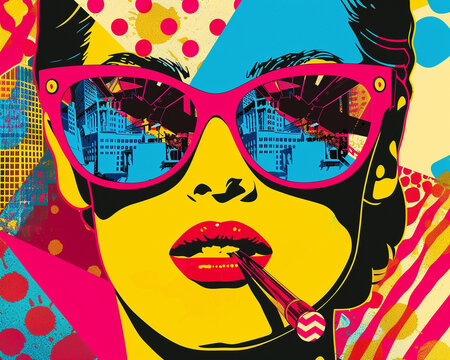Pop art inspired imagery iconic scenes vibrant colors