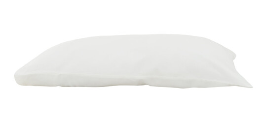 Front view of single white pillow with case isolated on white background with clipping path