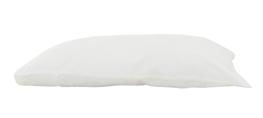 Front view of single white pillow with case isolated with clipping path in png file format