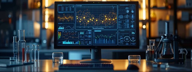 DNA medical screen hologram science hud data analysis body research background futuristic. Screen DNA infographic medical scan health digital 3d technology medicine human tech ui graph interface lab