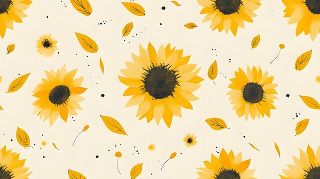 Seamless pattern of sunflower Minimalist abstract floral pattern Ideal for textile design