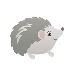Cartoon funny hedgehog.  Vector illustration of  cute forest animal. Character in childish style isolated on a white background.