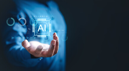 ai, database, digital, information, network, technology, graph, analysis, chart, innovation. ai semiconductor HUD, people to use ai to help work, ai learning, artificial intelligence concepts.
