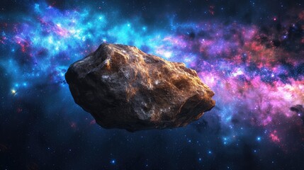 Witness a comet in outer space, a large stone against a nebula backdrop. Ai Generated - obrazy, fototapety, plakaty