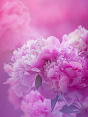 Fototapeta premium Banner or wallpaper featuring pink peonies 