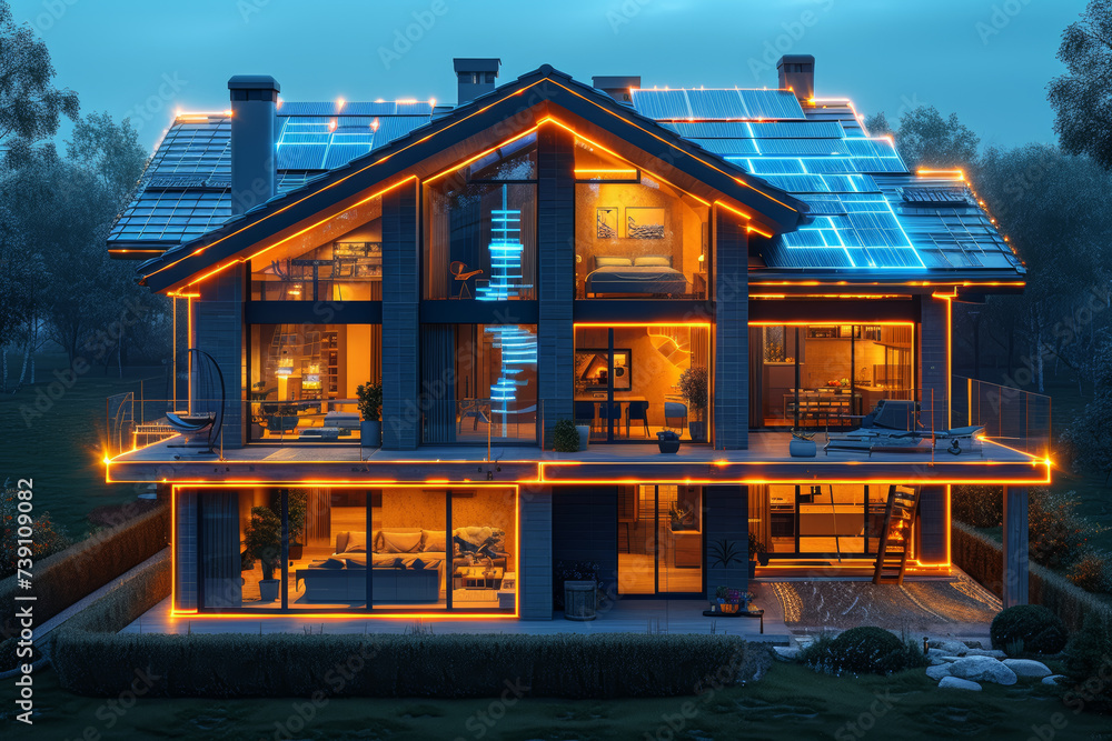 Poster a smart home equipped with energy-efficient appliances and automated systems for optimal resource ma