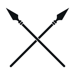 Crossed spears, isoalalted vector icon. Modern design, emblem element.