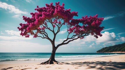  Tree on the beach, beach wallpaper, sea landscape and tree wallpaper, beach background, a...