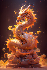 黄金の龍、縁起の良いイラスト