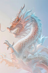 白色のきれいな龍、縁起の良いイラスト