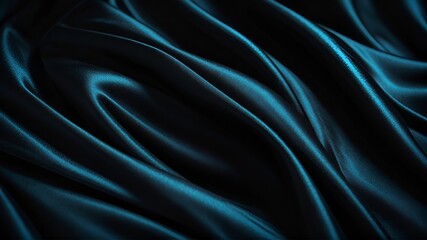 Fototapeta premium Wavy folds of luxurious satin velvet, elegant and smooth black abstract silk texture folds background