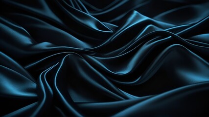 Obraz premium Wavy folds of luxurious satin velvet, elegant and smooth black abstract silk texture folds background