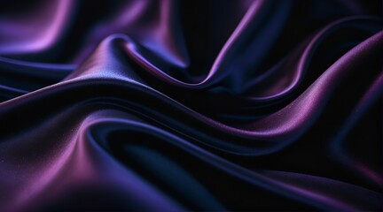 Obraz premium Wavy folds of luxurious satin velvet, elegant and smooth dark purple abstract silk texture folds background
