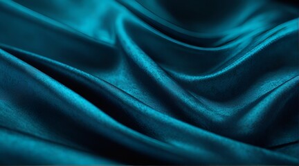 Obraz premium Wavy folds of luxurious satin velvet, elegant and smooth emerald green abstract silk texture folds background