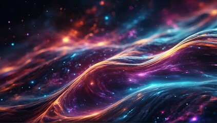 Obraz premium An abstract cosmos background featuring nebulae and galaxies in space, presenting a captivating and otherworldly scene.