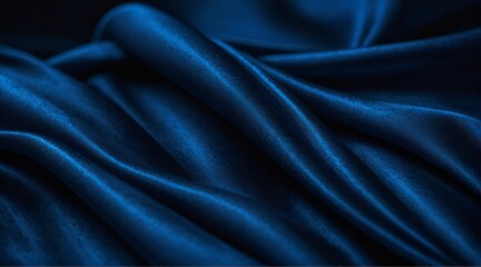 Obraz premium Wavy folds of luxurious satin velvet, elegant and smooth blue abstract silk texture folds background