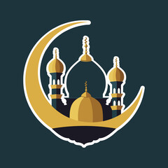 colorful modern oriental islamic mosque vector