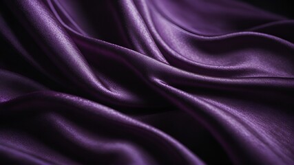 Wavy folds of luxurious satin velvet, elegant and smooth purple abstract silk texture folds background