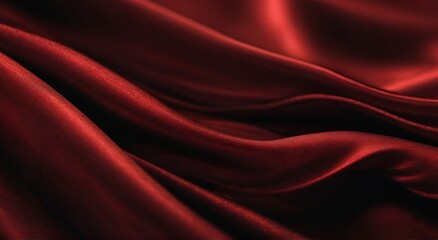 Obraz premium Wavy folds of luxurious satin velvet, elegant and smooth red abstract silk texture folds background
